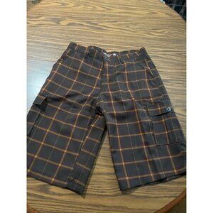 Converse Allstar brown plaid zip and button front walking shorts size 34